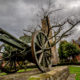 World War One relics : the german field gun of Warneton abbey square - static time lapse