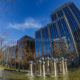 Towers and fountain of the Brussels Manhattan-Rogier business district - static time lapse