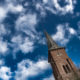 Saint-Barthelemy traditionnal church in Mouscron main square - static time lapse