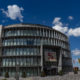 The rotunda shape building of Mouscron city administration center - static time lapse