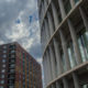 Urban landscape : city office center and residential apartment building - static time lapse