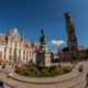 Bruges Grand-Place :  Grote Markt belfry, provincial palace and statue - static time lapse