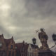 Bridges of Bruges :  statue of Sint-Jan Nepomucenus saint patron of bridges - static time lapse