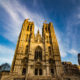 Sunset light on Brussels iconic cathedral of Saints Michael and Gudula - static time lapse