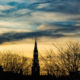 Brussels winter scenery  :  high clouds, naked trees and gothic tower - static time lapse