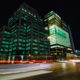 Manhattan-Rogier district : traffic by night on central boulevards junction - static time lapse