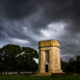 Stormy sky on Waregem Flanders Field american military cemetery - static time lapse