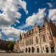 Theater architecture gem : the Schouwburg building near Kortrijk Grote Markt - static time lapse