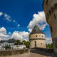 The Broel towers : the iconic medieval bridge on the Leie river in Kortrijk - static time lapse