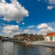 Broel quay :  relaxing place of the Leie river banks in the heart of Kortrijk - static time lapse