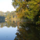 Autumn mood : water reflection of the Ypres Lille Gate old fortifications - static real time