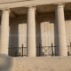 Menin Gate Memorial to the Missing : loggia and colonnade in the sunset light - dolly shot real time