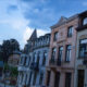 Walking in the streets of Spa : dusk mood with typical old buildings - static time lapse