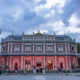 Iconic building of historic city of Spa : the stunning Bobeline pavilion - static time lapse