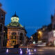 Spa street view : Pouhon Pierre le Grand with lights of the night - static time lapse