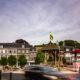 Malmédy, city center with the bandstand in middle of Rome square - static time lapse