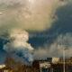 Landscape of Mons city seen from the outkirts of railway station - static time lapse