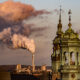 Mons city outskirts : landscape of classic architecture and industry - static time lapse