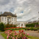 The gardens surrounding the elegant building of Tournai city hall - static time lapse