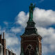 Churches of Tournai : monumental Sacred Heart on top of bell tower - static time lapse