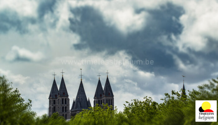 The five bell towers of Tournai Notre-Dame cathedral