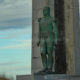 De Panne Esplanade Leopold I King of Belgium monumental statue - static time lapse