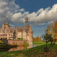 Fantastic landscape of autumn : Ooidonk castle magical time lapse - static time lapse