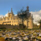 Jewel of East Flanders : the Ooidonk castle and garden in autumn - dolly shot real time